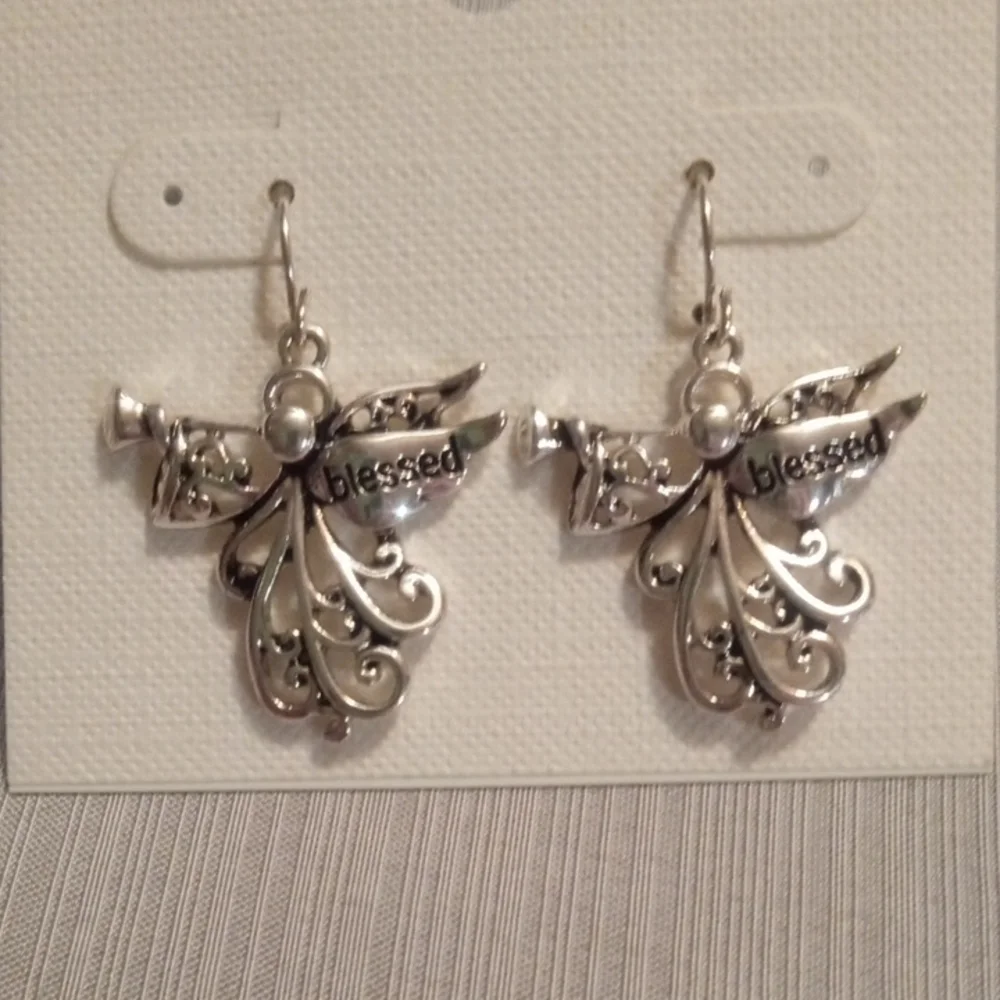 Madison Silver Angel Earrings - Picture 3 of 4